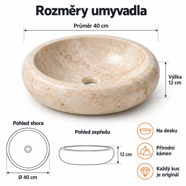 Kamenné umývadlo Ferox Cream