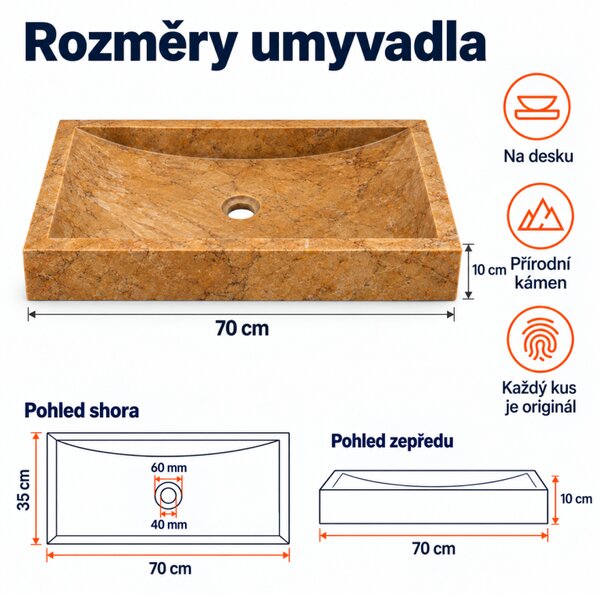 Umývadlo z prírodného kameňa IDS 005 Yellow