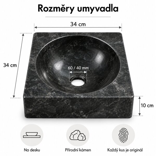 Kamenné umývadlo Handwash Black