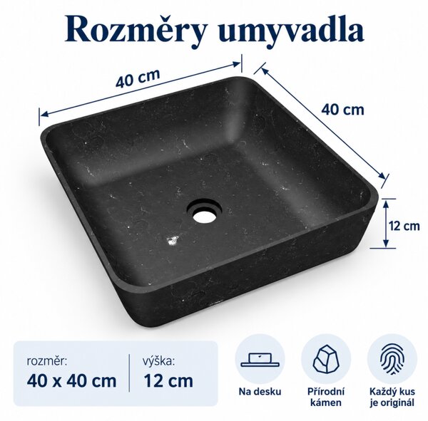 Umývadlo z prírodného kameňa Tantum Black
