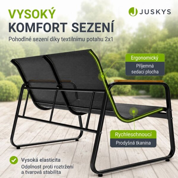 Moderný záhradný set, 2 kreslá, lavice a stôl, antracit