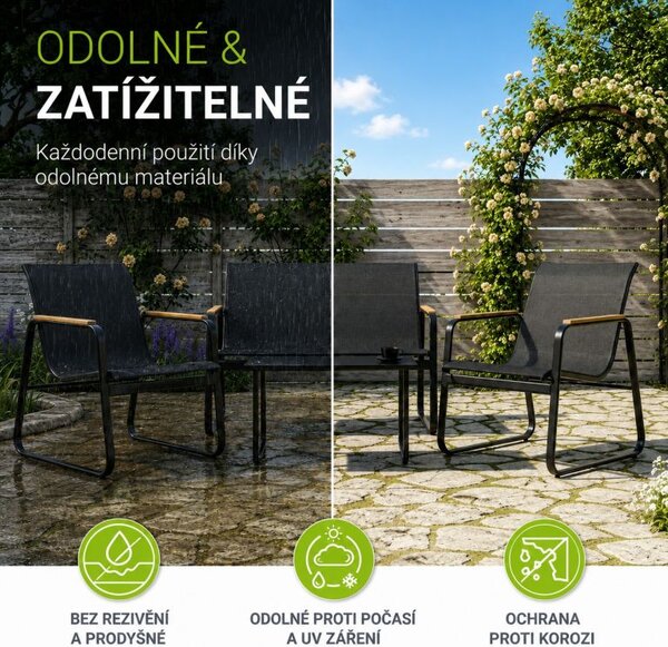 Moderný záhradný set, 2 kreslá, lavice a stôl, antracit