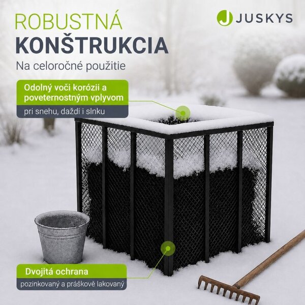 Kovový kompostér do záhrady 800 l – čierny, vzdušný, odolný