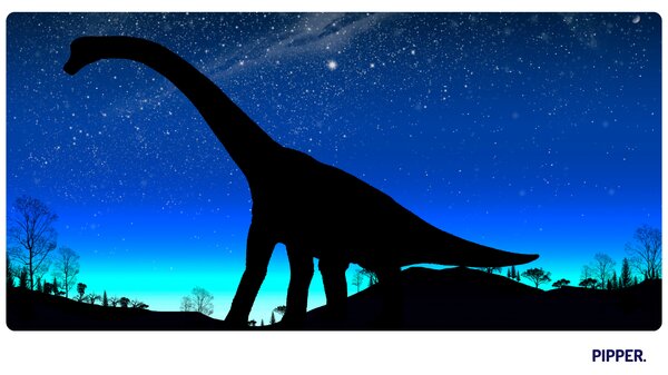 PIPPER. Samolepiaca textilná tapeta - Dinosaurus s nočnou oblohou