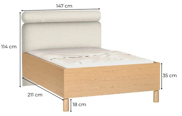 Moderná posteľ CAJA 140 x 200 dub bookmatch