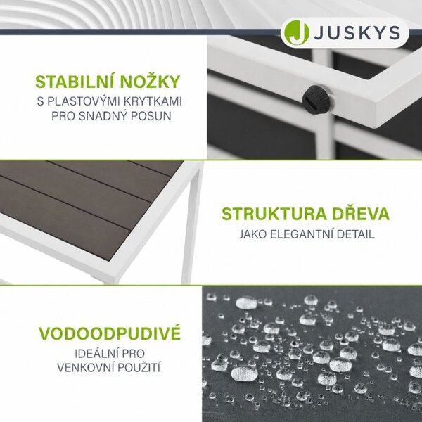 Moderný záhradný nábytok z kovu a polywoodu, 5 dielov, sivý