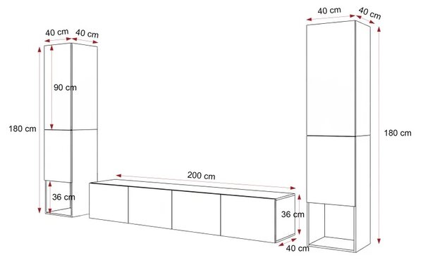 Závesná zostava DOROTHY biela 200 cm