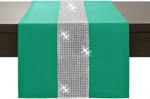 Behúň na stôl Glamour so zirkónmi morský Farba Zelená Rozmery 40x110 cm