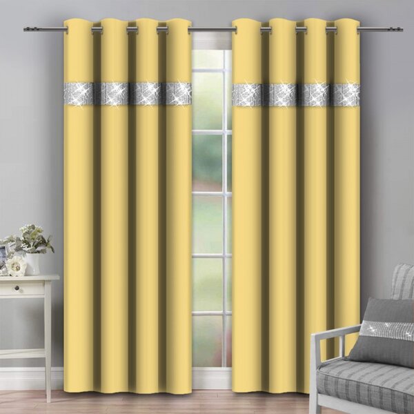 Záves na kruhoch so zirkónmi 140x250 cm pastelovo žltý Farba Žltá Rozmery 140x250 cm