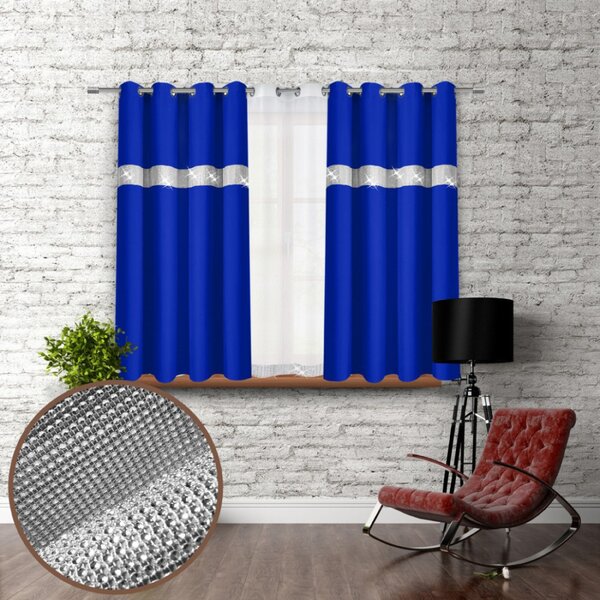Záves na kruhoch so zirkónmi 140x160 cm azurovo modrý Farba Modrá Rozmery 140x160 cm