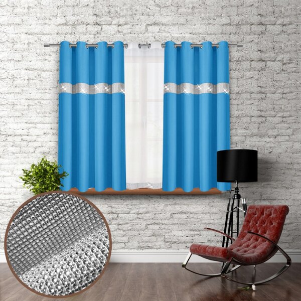 Záves na kruhoch so zirkónmi 140x160 cm blankytne modrý Farba Blankytna modrá Rozmery 140x160 cm