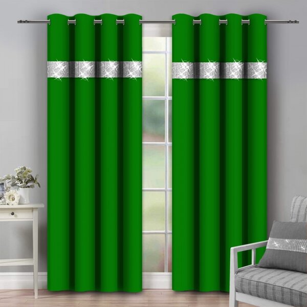 Záves na kruhoch so zirkónmi 140x250 cm zelený Farba Zelená Rozmery 140x250 cm