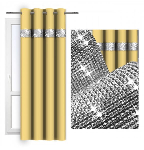 Záves na kruhoch so zirkónmi 140x250 cm pastelovo žltý Farba Žltá Rozmery 140x250 cm