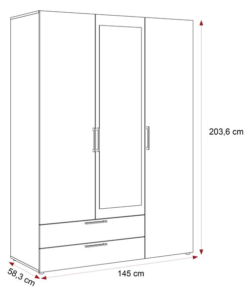 Šatníková skriňa BAHAR 145 cm biela matná