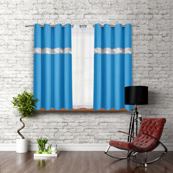 Záves na kruhoch so zirkónmi 140x160 cm blankytne modrý Farba Blankytna modrá Rozmery 140x160 cm