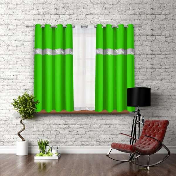 Záves na kruhoch so zirkónmi 140x160 cm svetlozelený Farba Zelená Rozmery 140x160 cm