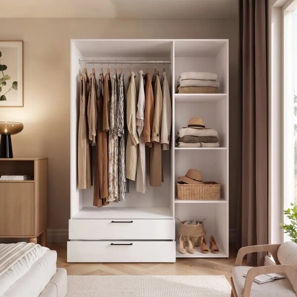 Šatníková skriňa BAHAR 145 cm biela matná