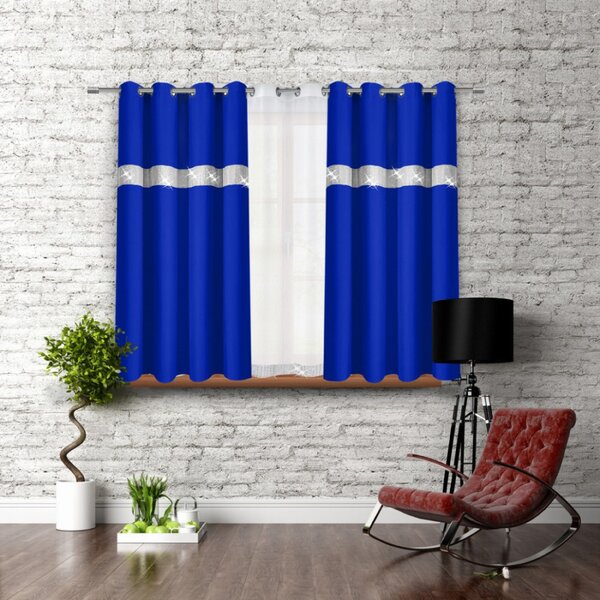 Záves na kruhoch so zirkónmi 140x160 cm azurovo modrý Farba Modrá Rozmery 140x160 cm