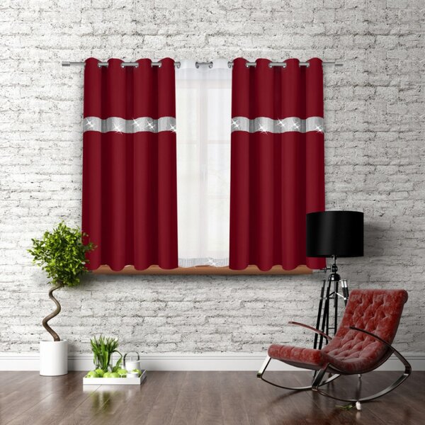 Záves na kruhoch so zirkónmi 140x160 cm bordový Farba Bordová Rozmery 140x160 cm