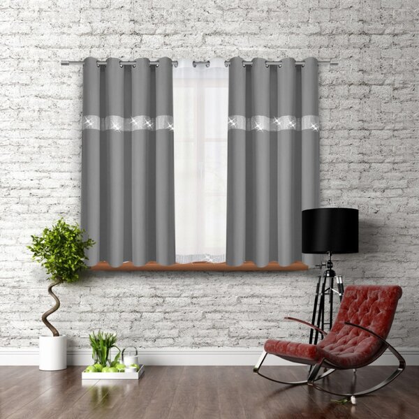 Záves na kruhoch so zirkónmi 140x160 cm tmavošedý Farba Šedá Rozmery 140x160 cm