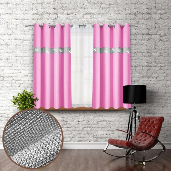 Záves na kruhoch so zirkónmi 140x160 cm svetloružový Farba Ružová Rozmery 140x160 cm