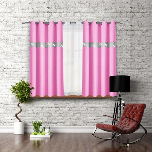 Záves na kruhoch so zirkónmi 140x160 cm svetloružový Farba Ružová Rozmery 140x160 cm