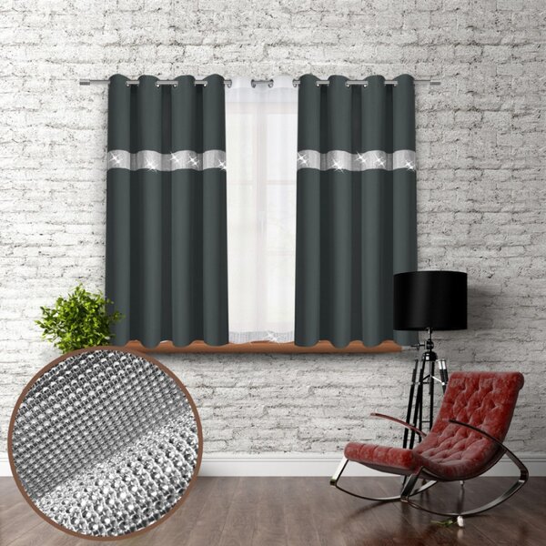 Záves na kruhoch so zirkónmi 140x160 cm grafitový Farba Grafitová Rozmery 140x160 cm