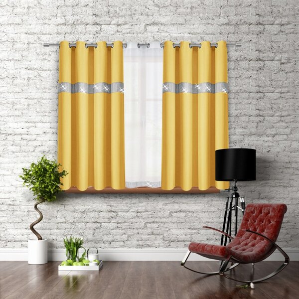 Záves na kruhoch so zirkónmi 140x160 cm pastelovo žltý Farba Žltá Rozmery 140x160 cm