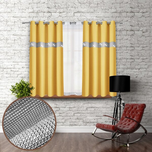 Záves na kruhoch so zirkónmi 140x160 cm pastelovo žltý Farba Žltá Rozmery 140x160 cm