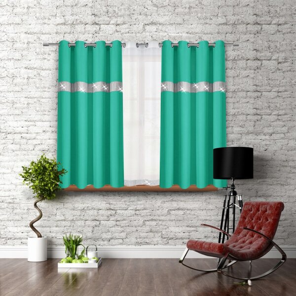 Záves na kruhoch so zirkónmi 140x160 cm morský Farba Zelená Rozmery 140x160 cm