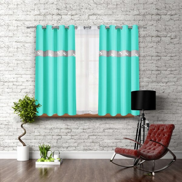 Záves na kruhoch so zirkónmi 140x160 cm pistácia Farba Zelená Rozmery 140x160 cm