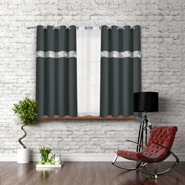 Záves na kruhoch so zirkónmi 140x160 cm grafitový Farba Grafitová Rozmery 140x160 cm