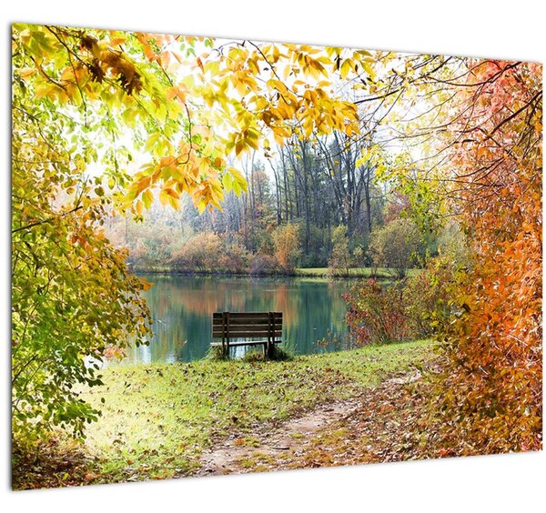 Sklenený obraz rybníka (70x50 cm)