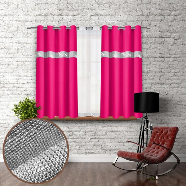 Záves na kruhoch so zirkónmi 140x160 cm tmavoružový Farba Ružová Rozmery 140x160 cm