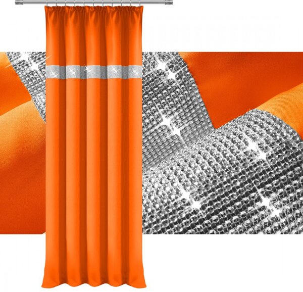 Záves na riasiacej páske so zirkónmi 140x250 cm oranžový Farba Oranžová Rozmery 140x250 cm