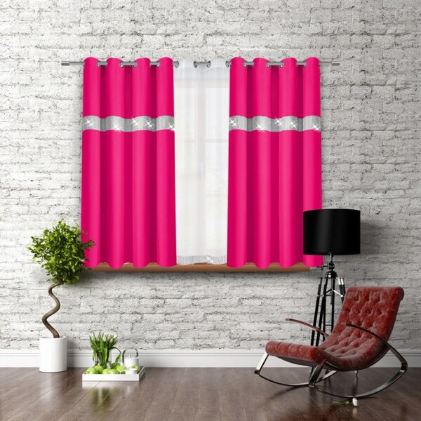 Záves na kruhoch so zirkónmi 140x160 cm tmavoružový Farba Ružová Rozmery 140x160 cm