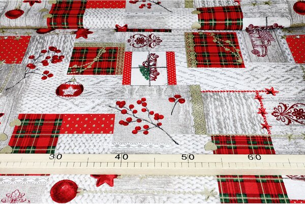 Vianočná dekoračná látka bavlna Merry Christmas Farba Viacfarebná Rozmery Šírka 140 cm