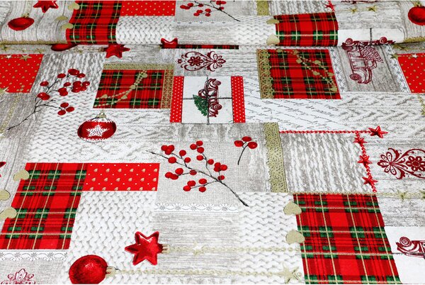 Vianočná dekoračná látka bavlna Merry Christmas Farba Viacfarebná Rozmery Šírka 140 cm