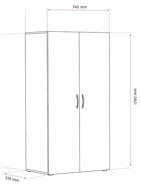 Šatníková skriňa GLAS 80 cm matná biela