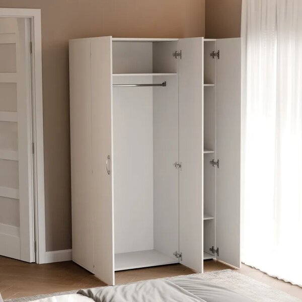 Dizajnová šatníková skriňa GLAS 110 cm matná biela