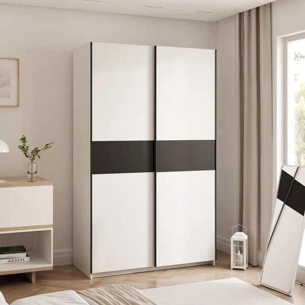 Šatníková skriňa ALPER 120 cm biela + čierna matná