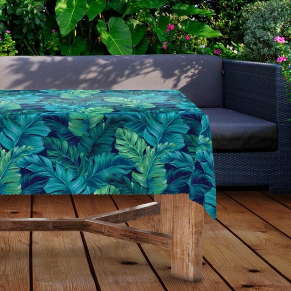 Obrus na stôl záhradný vodeodolný zelené palmové lístie Farba Zelená Rozmery 90x90 cm