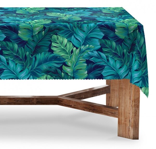 Obrus na stôl záhradný vodeodolný zelené palmové lístie Farba Zelená Rozmery 90x90 cm