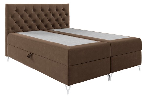 KONDELA Boxspringová posteľ, 160x200, hnedá látka Velvet, GULIETTE + darček