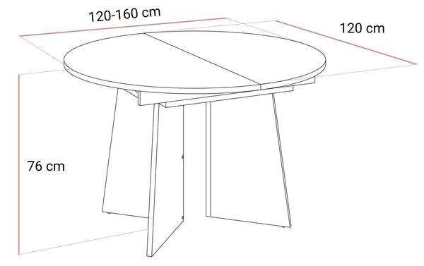 Jedálensky rozkladací stôl AYLIN kráľovský orech 120cm