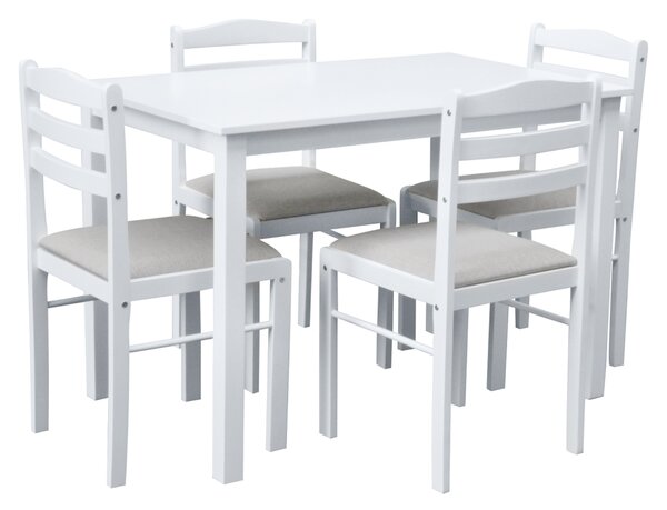 Kondela Jedálenský set 1+4, biela/béžovosivá, SOMIN