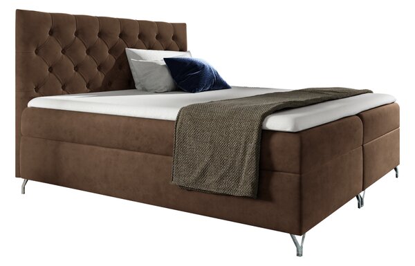 KONDELA Boxspringová posteľ, 160x200, hnedá látka Velvet, GULIETTE + darček