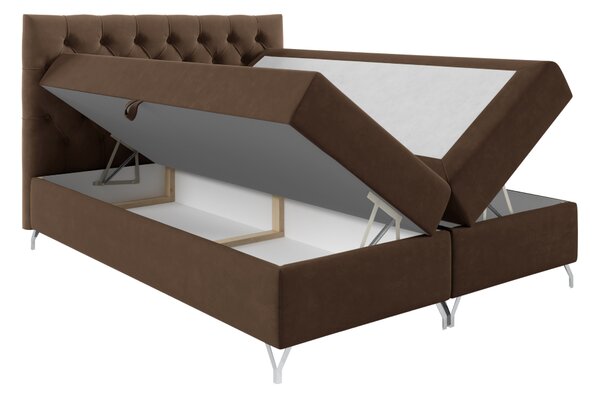 KONDELA Boxspringová posteľ, 160x200, hnedá látka Velvet, GULIETTE + darček