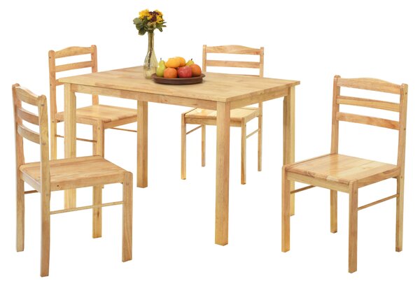 Kondela Jedálenský set 1+4, masívne drevo, prírodná, LOAK