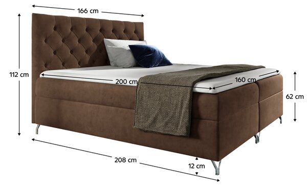 KONDELA Boxspringová posteľ, 160x200, hnedá látka Velvet, GULIETTE + darček